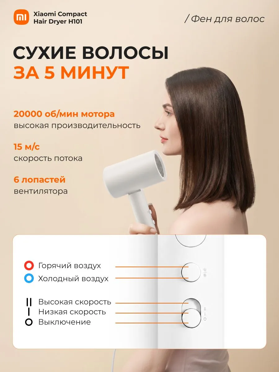 Фен Xiaomi Mijia Negative Ion Hair Dryer H101 (CMJ04LXW) Белый