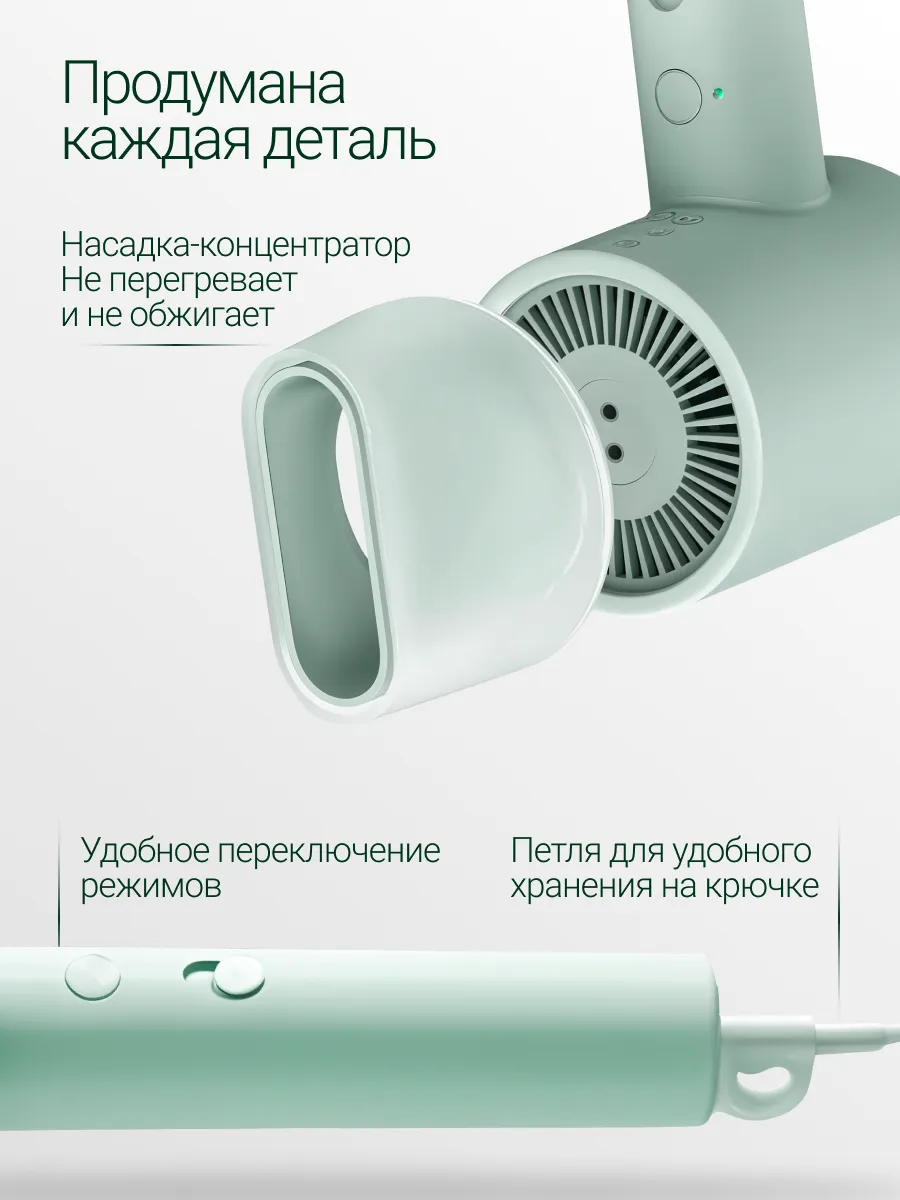 Фен Xiaomi Mijia Negative Ion Hair Dryer H301 (CMJ03ZHMG) Мятно-зеленый