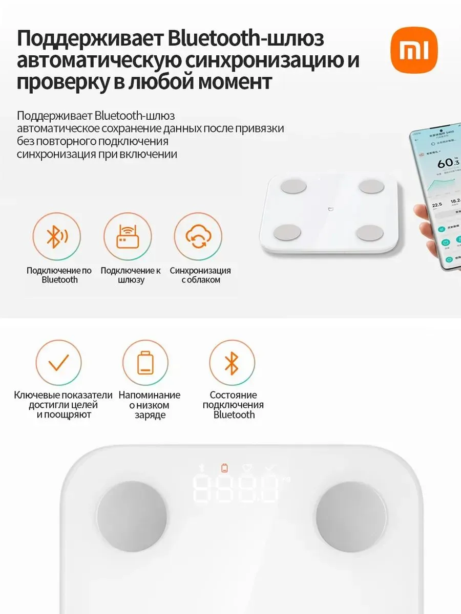 Умные весы Xiaomi Mijia Smart Body Fat Scale S400 (MJTZC01YM / BHR8327CN) Белый