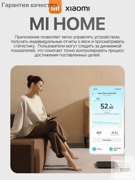 Умные весы Xiaomi Smart Body Fat Scale S200 (BHR9230GL) Белый